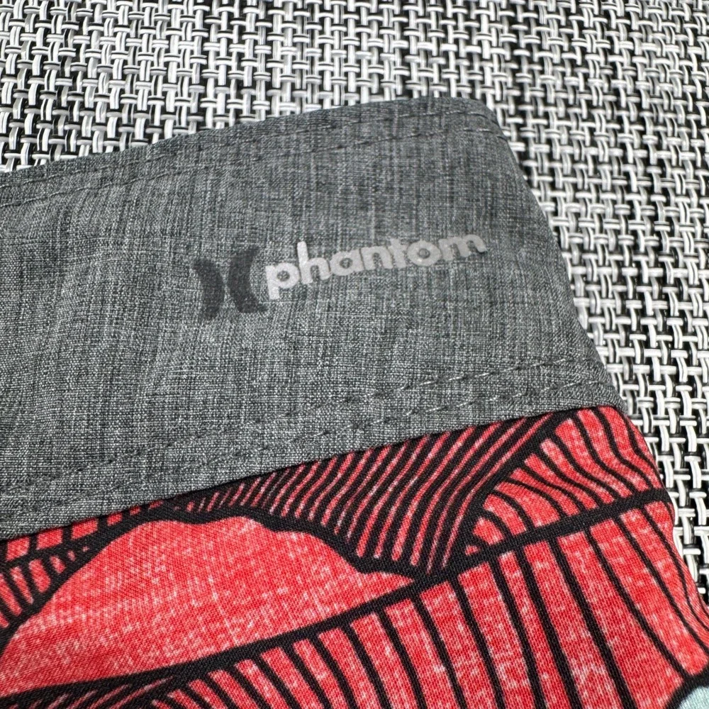 Hurley Mens Phantom Board Shorts 34 Red Blue Wave Print Stretch Swim Trunks
